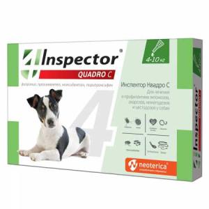 Inspector Quadro C կաթիլներ շների համար 4-10 կգ