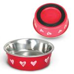 Triol stainless steel bowl with rubber base “Hearts” design • 0.15 L • Red