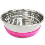 Миска металлическая с розовой резинкой | Triol, 0.3 л