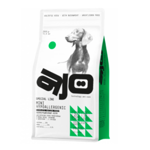 Փոքր ցեղատեսակի չափահաս շների համար ամբողջական սնունդ հնդկաձավարով՝ 2 կգ փաթեթ, AJO