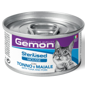 Պաշտետ ստերիլիզացված կատուների համար, թունա/խոզ, 85 գ Gemon Mousse