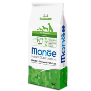 Չոր կեր շների համար, ճագար/բրինձ/կարտոֆիլ (12 կգ) Monge All Breed Adult