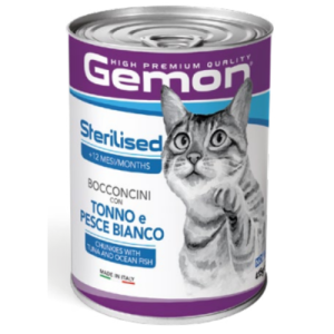 Պահածո ստերիլիզացված կատուների համար՝ թունայով և օվկիանոսային ձկներով (415 գ) Gemon