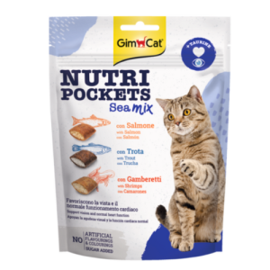 Հյուրասիրություն կատուների համար՝ ձկների միքս (150 գ) GimCat Nutri Pockets
