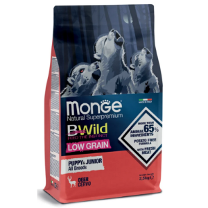 Չոր կեր շների ձագերի համար՝ եղնիկի մսով (12 կգ) Monge Bwild