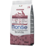 Չոր կեր բոլոր ցեղատեսակի հասուն շների համար՝ հորթ/բրինձ (12 կգ) Monge