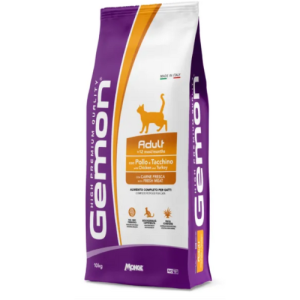 Չոր կեր հասուն կատուների համար` հավ և հնդկահավ 10 կգ Gemon