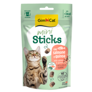 Հյուրասիրություն կատուների համար՝ սաղմոնով և քինոայով 50 գ GimCat Mini Sticks