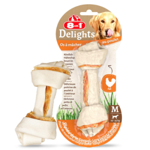 Ծամելի ոսկոր շների համար՝ հավի և տավարի մսով (M, 65 գ) 8in1