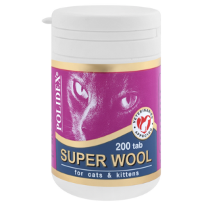 Кормовая добавка для кошек (200 таблеток) Polidex Super Wool