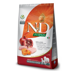 Լիարժեք չոր կեր միջին և մեծ ցեղատեսակի մեծահասակ շների համար՝ հավի միս, դդում և նուռ, 12կգ – N&D