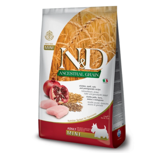Complete Dry Food for Adult Mini Breed Dogs with Chicken, Spelt, Oats & Pomegranate 2.5kg – N&D