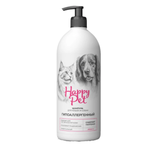 Гипоаллергенный шампунь для кошек и собак с пантенолом Happy Pets, 1000 мл
