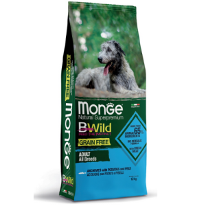 Չոր կեր հասուն շների համար՝ անչոուս / սիսեռ / կարտոֆիլ (12 կգ) Bwild GrainFree