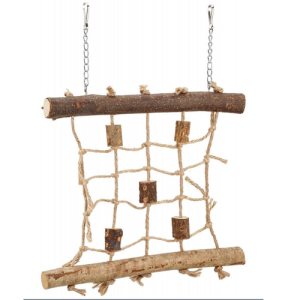 Խաղալիք Թութակների համար՝ Ցանց Փայտե Կտորներով 27×24 սմ