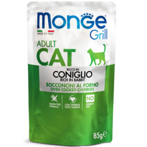 Влажный корм для взрослых кошек с мясом кролика 85г Monge Grill