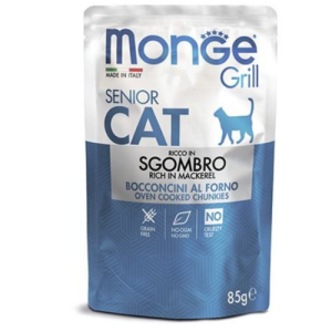 Влажный корм для взрослых и пожилых кошек с рыбой 85г Monge Grill SENIOR