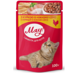 Պահածոյացված կեր չափահաս կատուների համար (հավ) 100 գ «МЯУ»