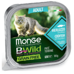 Влажный корм для взрослых кошек с рыбой и овощами 100г Monge Bwild