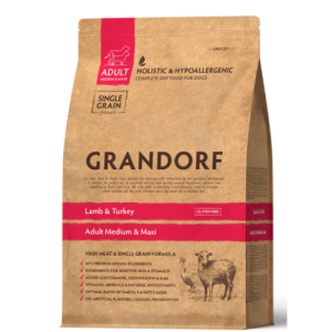 Չոր կեր միջին և մեծ շների համար՝ գառան և հնդկահավի մսով (3կգ) — Grandorf Dog Medium & Maxi