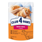 Թաց կեր կատուների համար, հորթի սոուսով (85 գ) CLUB 4 PAWS