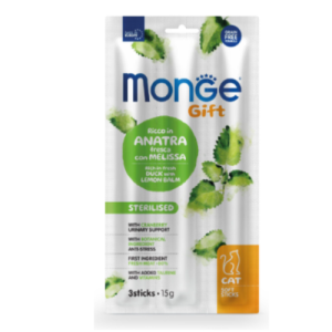 Ձողիկներ Կատուների Համար Բադի Մսով և Լիմոնի Տերևով (15 գ) Monge Gift