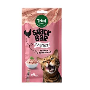 Կատվի պաշտետ՝ հավով և ծովախեցգետնով, 10 գ Triol SNACK BAR