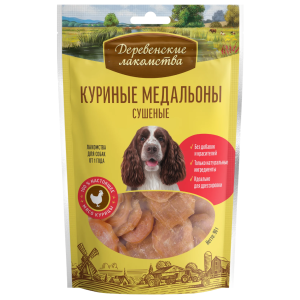 Куриные медальоны для собак, сушеные, 90г