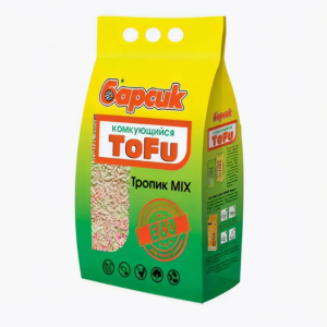 Բնական կոշտացող լցանյութ կատուների զուգարանի համար «ՏՈՖՈՒ - Տրոպիկ Միքս» — Barsik TOFU Tropic Mix, 4.54լ
