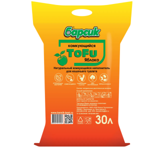 Natural Clumping TOFU Cat Litter "Apple" — Barsik TOFU Apple, 30L