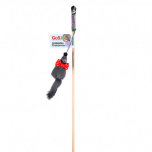 Игрушка-дразнилка для кошек с тканевой мышкой и меховым хвостом