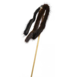 Cat Wand Toy with Natural Fur Ribbons