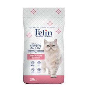 Կատվի լցանյութ՝ մանկական փոշու նուրբ բույրով FELIN (20 լ)