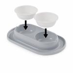 Миска ALTA двойная для животных 0,3 л на подставке (серый)