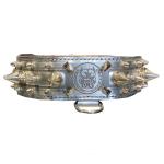 Ошейник для собак VG кожаный с серебряными элементами, размер L (55–65 см, ширина 6 см)