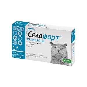Հակապարազիտային կաթիլներ կատուների համար - Սելաֆորտ® 45 մգ / 0,75 մլ