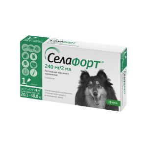Հաբեր շների համար՝ մակաբույծների և աղիքային որդերի դեմ (240 մգ / 2.0 մլ) | 20.1–40 կգ Սելաֆորտ®