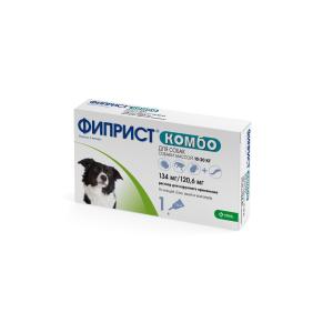 Լուծույթ շների համար՝ մակաբույծների և բզեզների դեմ (134 մգ / 120.6 մգ | 1.34 մլ) | 10–20 կգ Ֆիպրիստ® Կոմբո