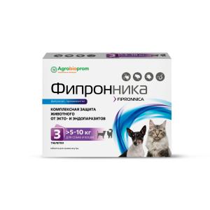 Ֆիպրոննիկա շների և կատուների համար 5–10 կգ, 3 հաբ