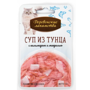 Սուպ-Հյուրասիրություն Կատուների համար (Հավ, Հորթ և Սպանախ) 35 գ Деревенские Лакомства