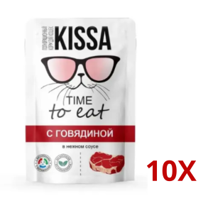 Корм для кошек с говядиной в соусе, 75 г 10 шт