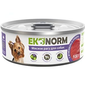 Econorm շոգեխաշված մսի կտորներ գառան մսով և ձկով շների համար 100գ
